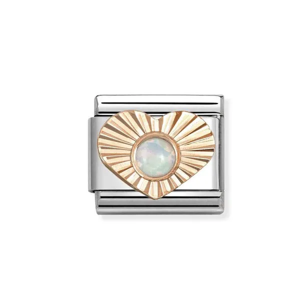 Nomination Σύνθετο κλασικό σύμβολο καρδιά οπάλ χρυσό ροζ 430516/07