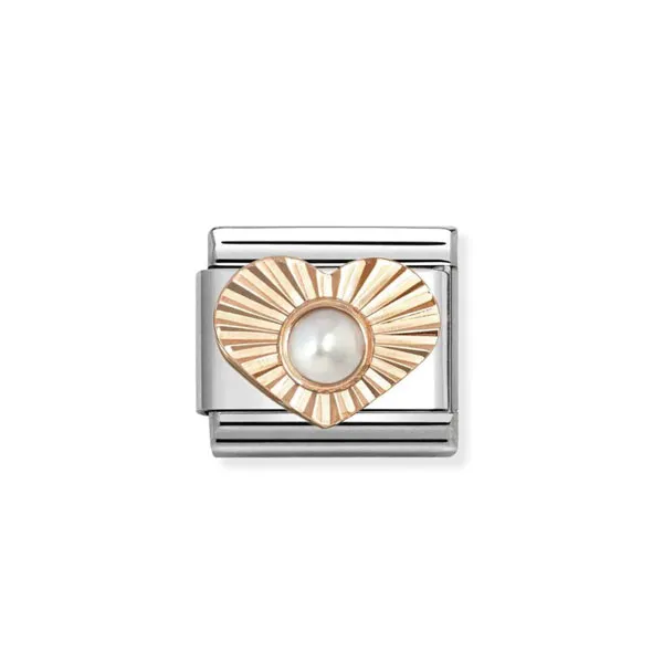 Nomination Σύνθετο κλασικό σύμβολο καρδιά χρυσό λευκή πέρλα 430516/13