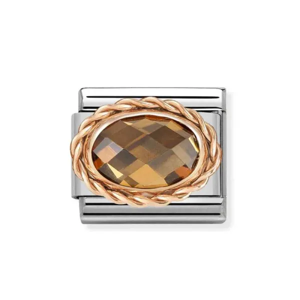 Nomination Συνθέσιμο Κλασικό Ροζ-χρυσό γούρι με Καπνία χαλαζία 430603/012