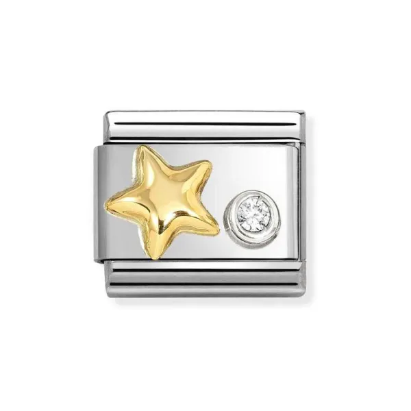 Nomination Σετ από ασημένιο κλασικό Unisex Link με χρυσό αστέρι και ζιρκόνια 630301/01