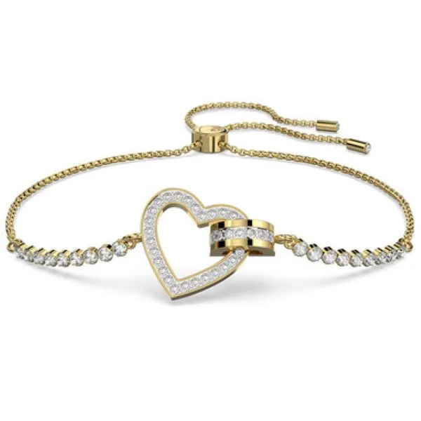 ΩΡΑΙΟΣ βραχιόλι Καρδιά, Λευκό, επίχρυσο SWAROVSKI