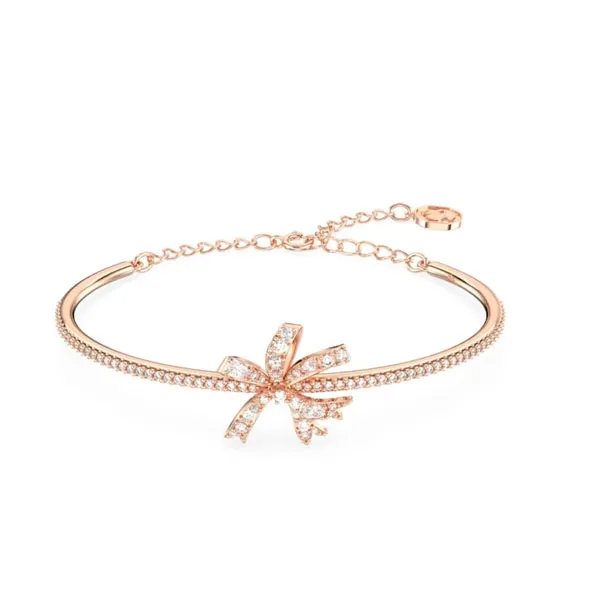 SWAROVSKI Βραχιόλι Volta Φιόγκος Ροζ Επιχρυσωμένο με Λευκές Πέτρες 5647565