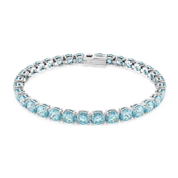 SWAROVSKI Βραχιόλι τένις Matrix Στρογγυλή κοπή, μπλε, επιροδιωμένο 5648928