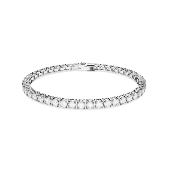 SWAROVSKI Βραχιόλι Μήτρα Τένις Στρογγυλό κόψιμο, Μικρό, Λευκό, Ρόδιο 5648937