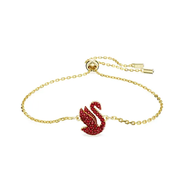 Εμβληματικός κύκνος της Swarovski βραχιόλι, Μικρό, κόκκινο, επίχρυσο 5656841