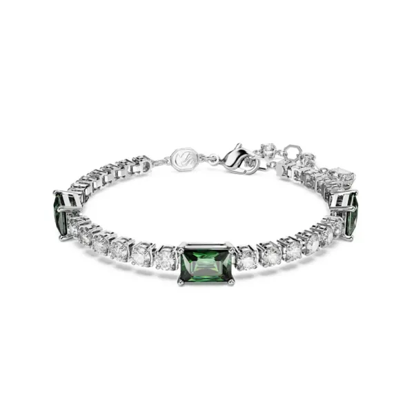 SWAROVSKI Βραχιόλι Matrix Tennis Μείξη κοπών, Πράσινο, Επιμετάλλωση ροδίου 5666422