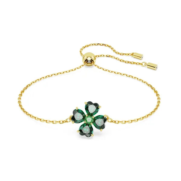 Swarovski Idyllia bracelet Mixed cuts, Clover, Green, Gold-tone plated 5666585