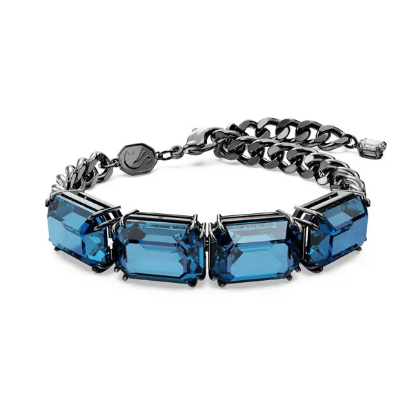 Swarovski Βραχιόλι Millenia Οκταγωνική κοπή, Μπλε, Επιμετάλλωση ρουθηνίου 5671250