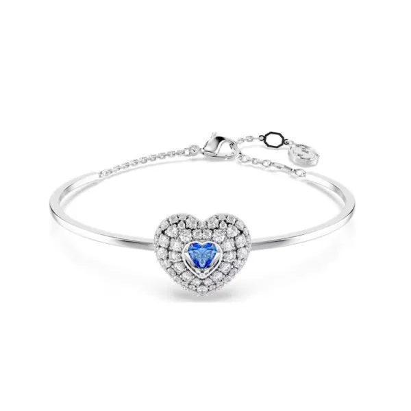 Swarovski Άκαμπτο βραχιόλι Hyperbola Καρδιά, Μπλε, Επιμετάλλωση ροδίου 5680393