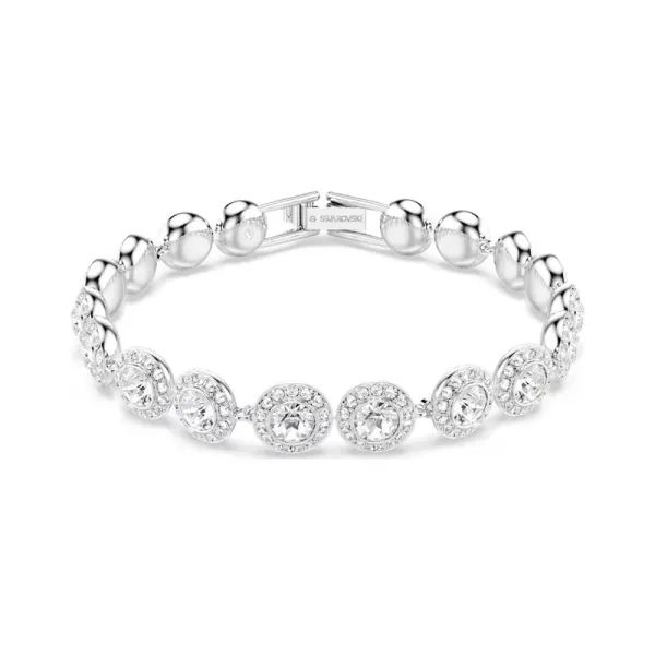 Swarovski Βραχιόλι Tennis Una Στρογγυλή κοπή, Λευκό, Επιμετάλλωση ροδίου 5682279