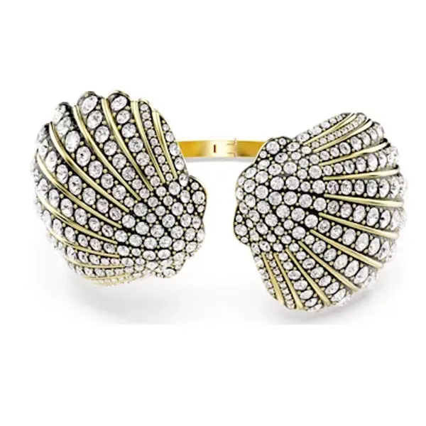 Swarovski Άκαμπτο βραχιόλι Idyllia Κοχύλι, Λευκό, Επιμετάλλωση σε χρυσαφί τόνο 5683943