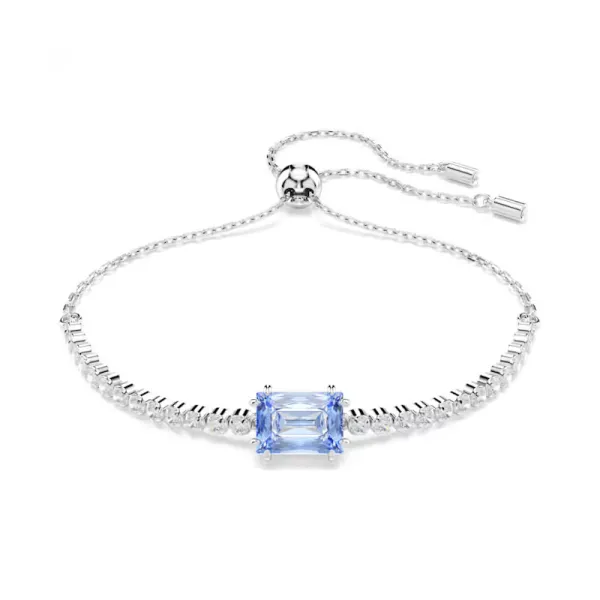 SWAROVSKI Βραχιόλι Matrix Tennis Μείξη κοπών, Μπλε, Επιμετάλλωση ροδίου 5693412