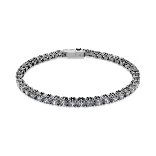 Swarovski Βραχιόλι Matrix Tennis Στρογγυλή κοπή, Γκρι, Επιμετάλλωση ρουθηνίου 5706561