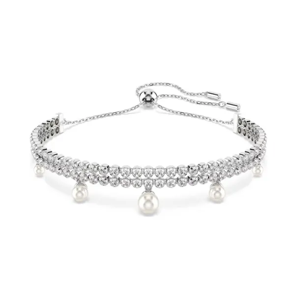 Swarovski Βραχιόλι Ariana Grande Crystal pearl, Στρογγυλή κοπή, Λευκό, Επιμετάλλωση ροδίου 5720870