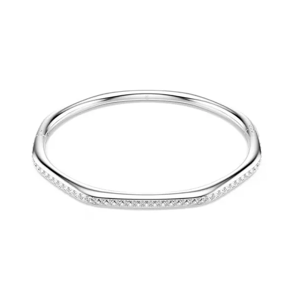 Swarovski Άκαμπτο βραχιόλι Dextera Οκταγωνικό σχήμα, Στρογγυλή κοπή, Λευκό, Επιμετάλλωση ροδίου 5725221
