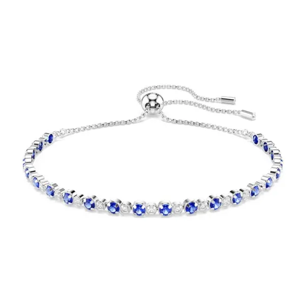 Swarovski Βραχιόλι Tennis Matrix Μικτές στρογγυλές κοπές, Μπλε, Επιμετάλλωση ροδίου 5725854