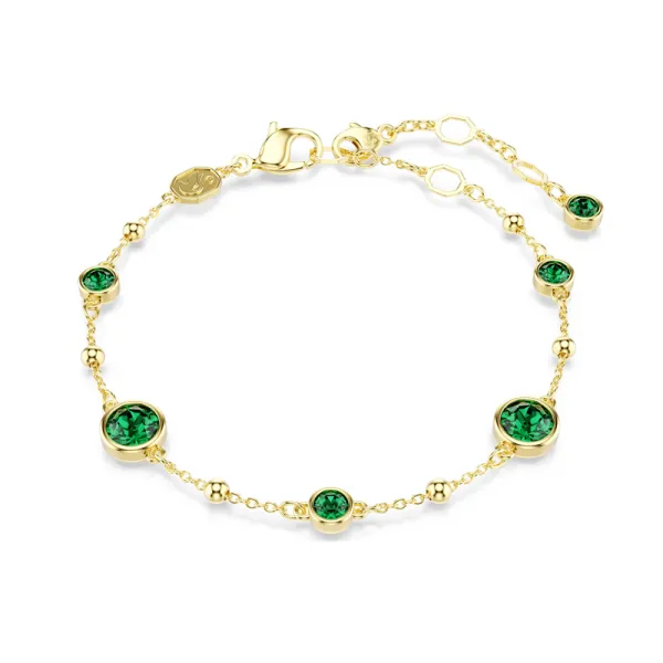 Swarovski Βραχιόλι Imber Στρογγυλή κοπή, Πράσινο, Επιμετάλλωση σε χρυσαφί τόνο 5730676