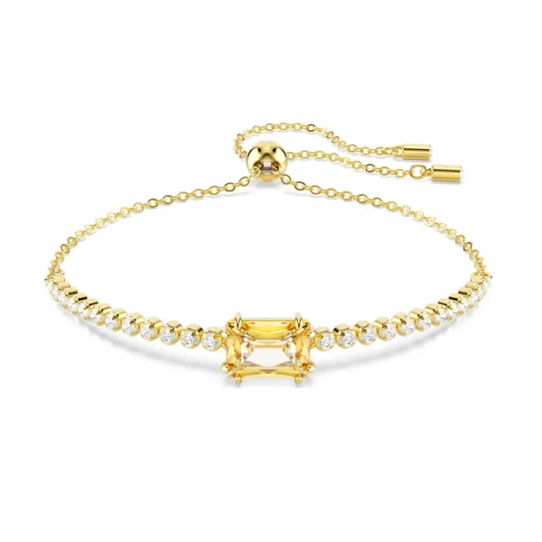 Swarovski Βραχιόλι Tennis Matrix Μείξη κοπών, Χρώμα της καραμέλας, Επιμετάλλωση σε χρυσαφί τόνο 5730699