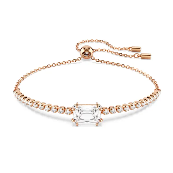 Swarovski Βραχιόλι Tennis Matrix Μείξη κοπών, Λευκό, Επιμετάλλωση σε ροζ χρυσαφί τόνο 5730706