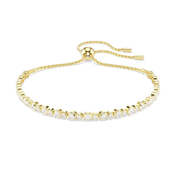 Swarovski Βραχιόλι Tennis Matrix Στρογγυλή κοπή, Λευκό, Επιμετάλλωση σε χρυσαφί τόνο 5730709