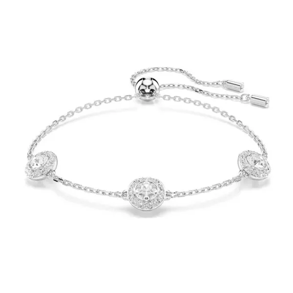 Swarovski Βραχιόλι Una Angelic Στρογγυλή κοπή, Διπλής όψης μοτίβα, Λευκό, Επιμετάλλωση ροδίου 5732272