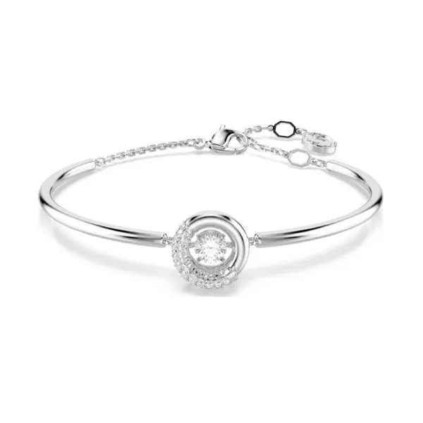 Swarovski Άκαμπτο βραχιόλι Dextera Στρογγυλή κοπή, Λευκό, Επιμετάλλωση ροδίου 5733399