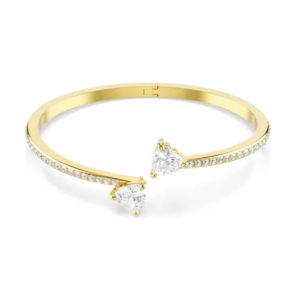 Swarovski Άκαμπτο βραχιόλι Mesmera Attract Καρδιά, Λευκό, Επιμετάλλωση σε χρυσαφί τόνο 5733474