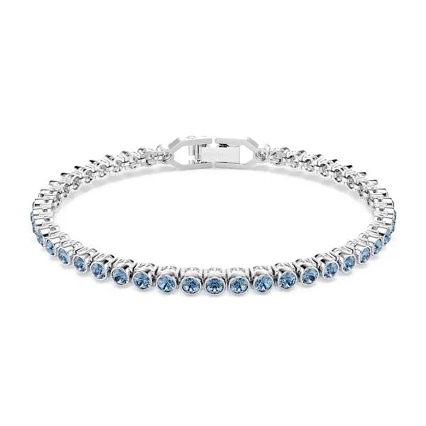 Swarovski Βραχιόλι Tennis Imber Emily Στρογγυλή κοπή, Μπλε, Επιμετάλλωση ροδίου 5734239