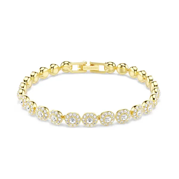 Swarovski Βραχιόλι Una Angelic με στρογγυλή κοπή, λευκό, επιχρυσωμένο 5749386