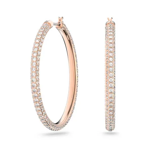 Swarovski Σκουλαρίκια κρίκοι από πέτρα Pavé Λευκό Ροζ επιχρυσωμένο 5383938