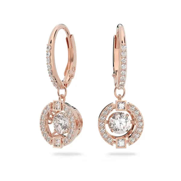 Σκουλαρίκια Swarovski Αφρώδης Χορός Στρογγυλή κοπή, Λευκό, ροζ επιχρυσωμένο 5604199