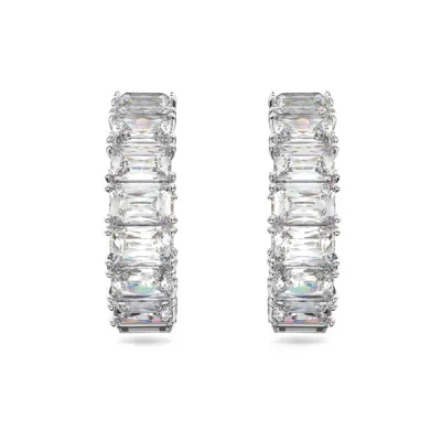 Swarovski Σκουλαρίκια Κρίκοι Matrix Οκταγωνική κοπή, Λευκά, Επιμετάλλωση ροδίου 5612673