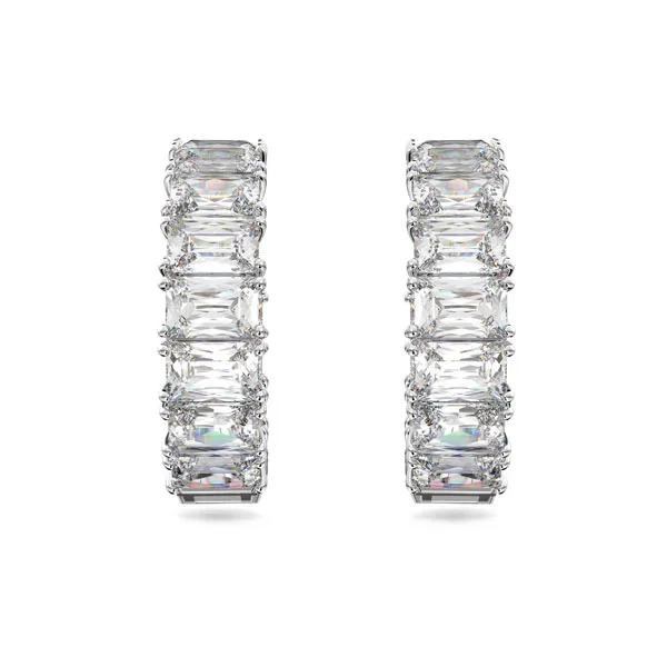 Swarovski Σκουλαρίκια Κρίκοι Matrix Οκταγωνική κοπή, Λευκά, Επιμετάλλωση ροδίου 5612673