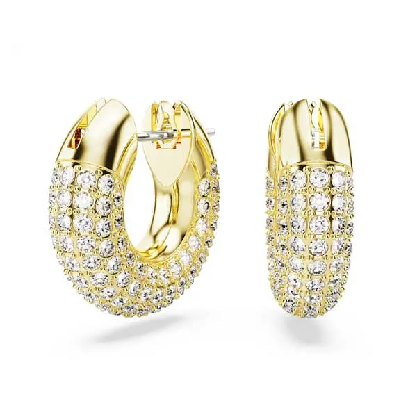 Swarovski Σκουλαρίκια Κρίκοι Dextera Mικρά, Λευκά, Επιμετάλλωση σε χρυσαφί τόνο 5636530
