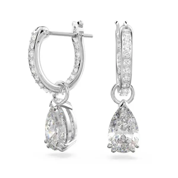 Swarovski Σκουλαρίκια Millenia Αχλάδι κομμένο Λευκό με ρόδιο 5636716