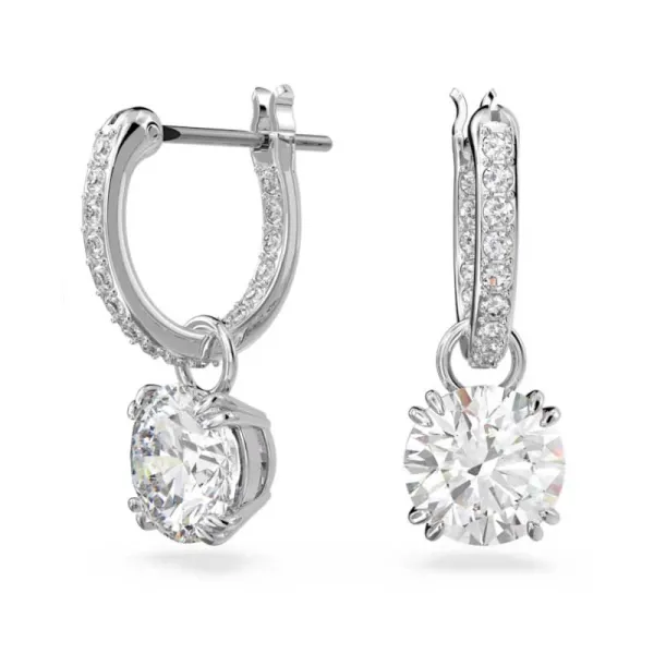 Swarovski Σκουλαρίκια Constella Στρογγυλό κόψιμο Λευκό Ρόδιο 5636717