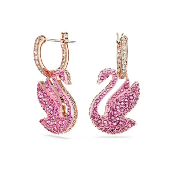 SWAROVSKI Σκουλαρίκια-σταγόνα Εικονικός Κύκνος, Ροζ, Επιμετάλλωση σε ροζ χρυσαφί τόνο 5647544