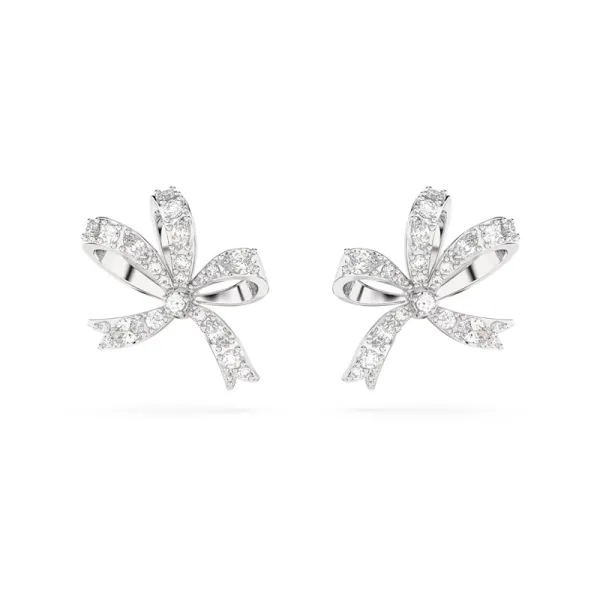 SWAROVSKI Σκουλαρίκια με καραφάκι Volta Φιόγκος, Mικρά, Λευκά, Επιμετάλλωση ροδίου 5647579