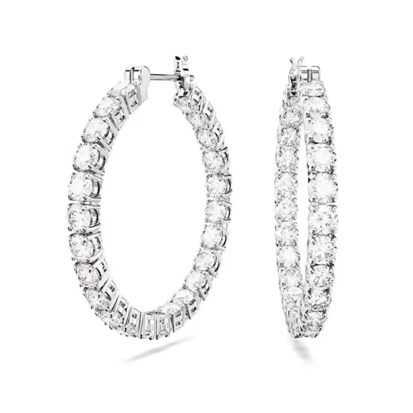 SWAROVSKI Κρίκοι Μήτρα Στρογγυλή κοπή, Λευκά, Επιμετάλλωση ροδίου 5647715