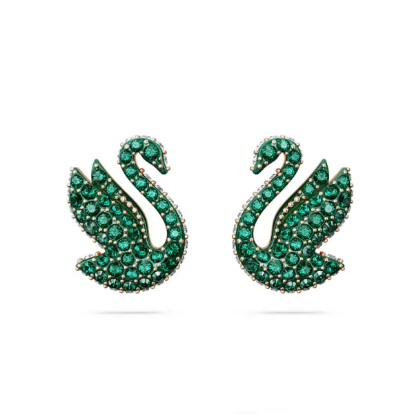 Swarovski Εικονικός Κύκνος καρφωτά σκουλαρίκια, Πράσινο, Ροζ επιχρυσωμένο 5650063 Swarovski Εικονικός Κύκνος καρφωτά σκουλαρίκια, Πράσινο, Ροζ επιχρυσωμένο 5650063