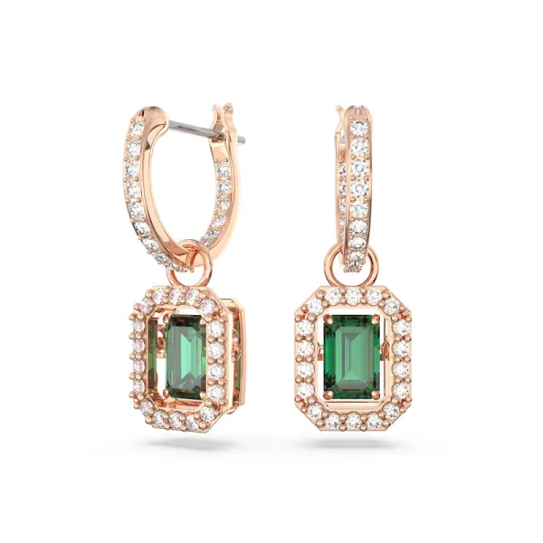 Swarovski Σκουλαρίκια Millenia Οκτάγωνο κόψιμο, πράσινο, επιχρυσωμένο σε ροζ χρυσό 5650068