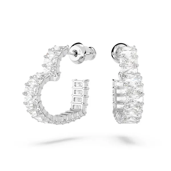 SWAROVSKI Κρίκοι Μήτρα Καρδιά, Mικρά, Λευκά, Επιμετάλλωση ροδίου 5653170