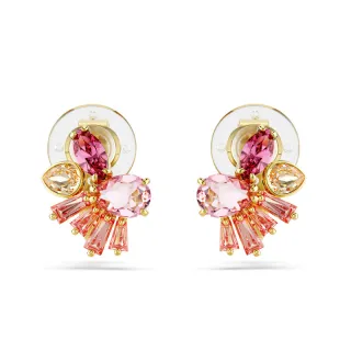 Swarovksi Gema clip earrings Mixed cuts, Flower, Pink, Gold-tone plated 5688479