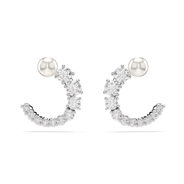 Swarovski Κρίκοι Matrix Κρυστάλλινοι με πέρλα, Λευκά, Επιμετάλλωση ροδίου 5692260 Swarovski Κρίκοι Matrix Κρυστάλλινοι με πέρλα, Λευκά, Επιμετάλλωση ροδίου 5692260