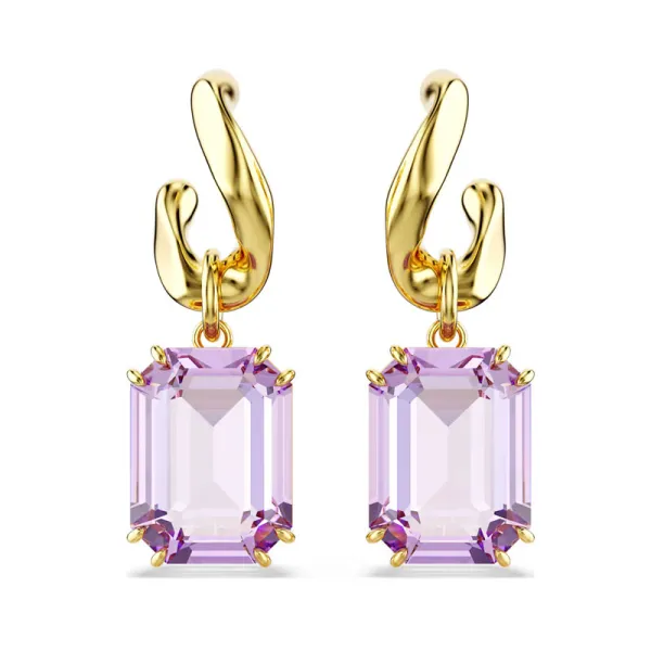 Swarovksi Σκουλαρίκια Millenia με οκτάγωνη κοπή, μωβ, επιχρυσωμένα 5694784