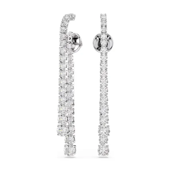 Swarovski Σκουλαρίκια Matrix στρογγυλές κοπές, Λευκά, Επιμετάλλωση ροδίου 5709257