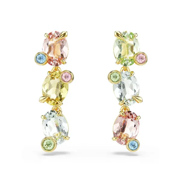 Swarovski Σκουλαρίκια Gema Ασύμμετρο σχέδιο, Μικτά κοψίματα, Πολύχρωμα, Επιχρυσωμένα με χρυσό 5714815