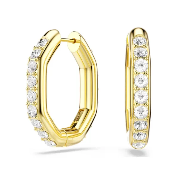 Swarovski Κρίκοι Dextera Οκταγωνικό σχήμα, Στρογγυλή κοπή, Λευκά, Επιμετάλλωση σε χρυσαφί τόνο 5724584