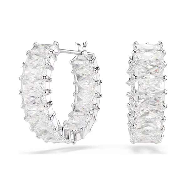 Swarovski Κρίκοι Matrix, Κοπή Baguette, Λευκά, Επιροδιωμένα 5733397