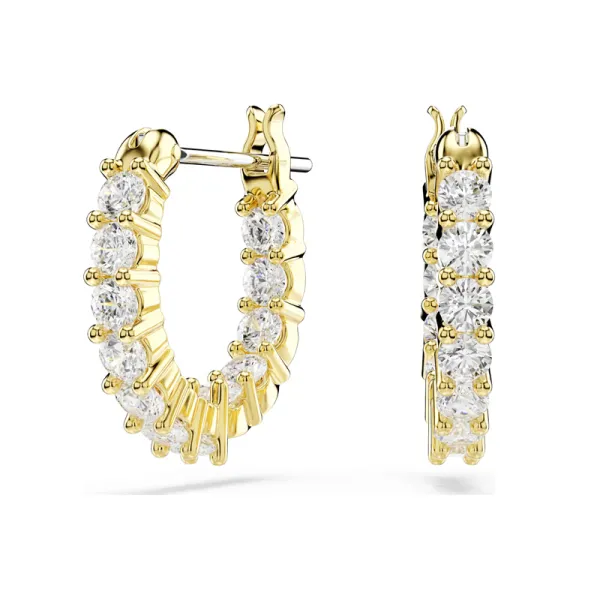 Swarovski Κρίκοι Matrix Vittore Στρογγυλή κοπή, Λευκά, Επιμετάλλωση σε χρυσαφί τόνο 5733398
